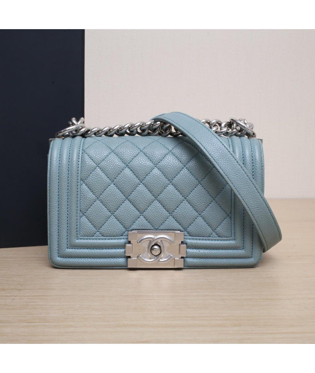 CHANEL Голубая кожаная сумка через плечо, фото 2