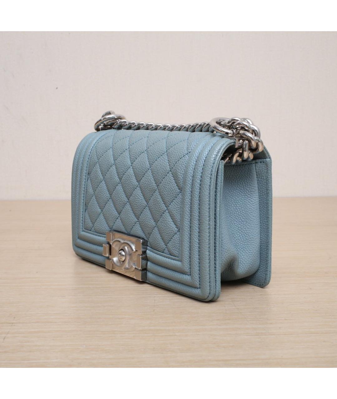 CHANEL Голубая кожаная сумка через плечо, фото 4