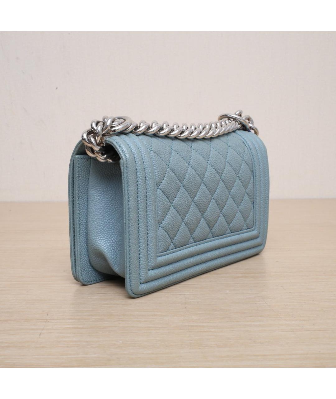 CHANEL Голубая кожаная сумка через плечо, фото 6