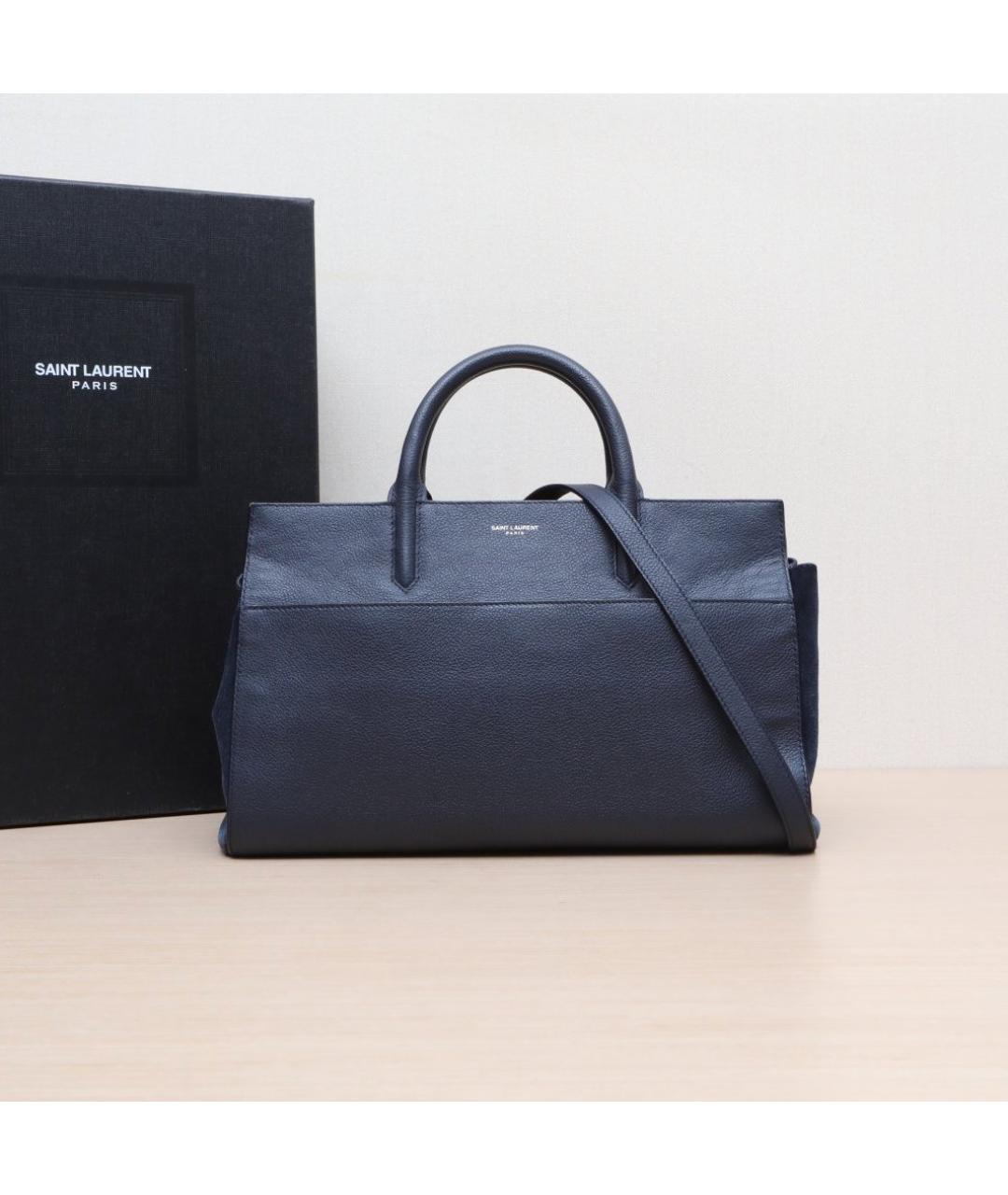 SAINT LAURENT Темно-синяя кожаная сумка через плечо, фото 2