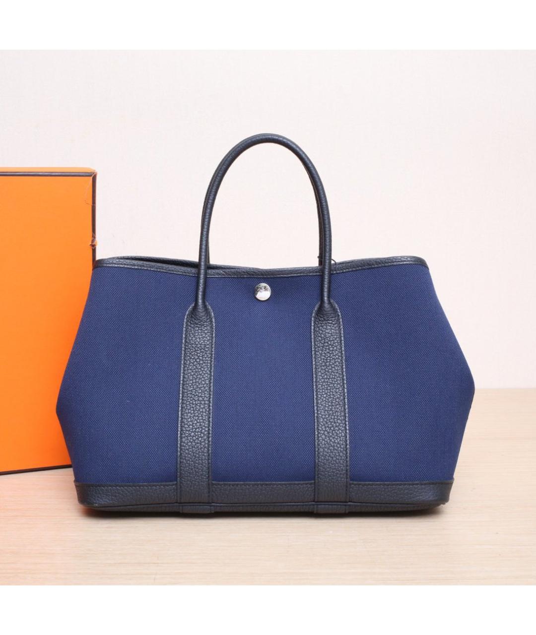 HERMES Синяя тканевая сумка через плечо, фото 2