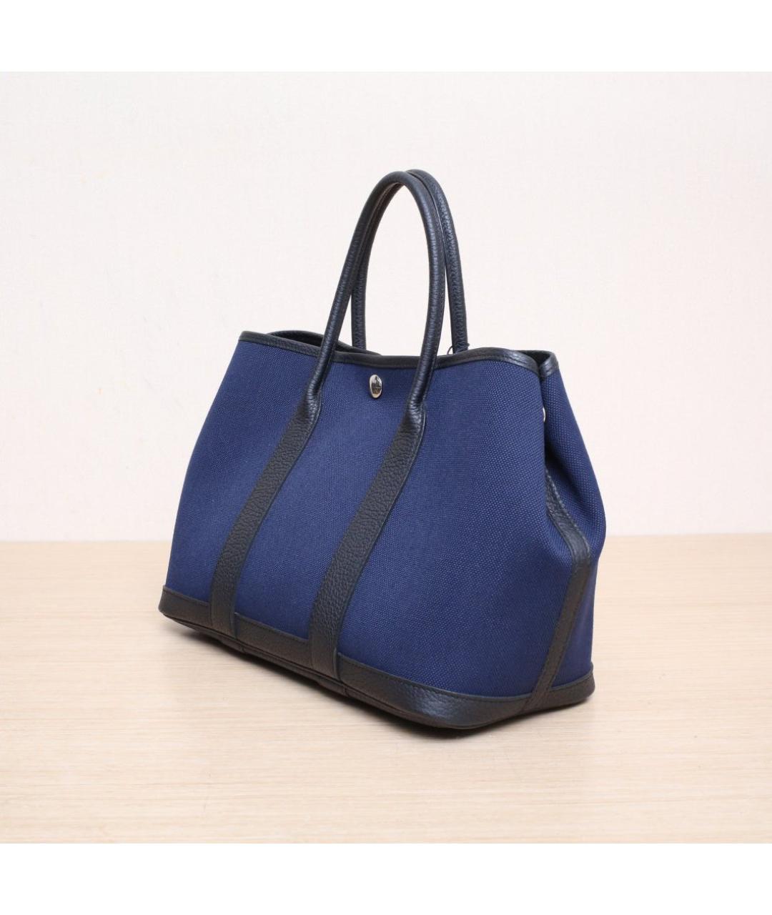 HERMES Синяя тканевая сумка через плечо, фото 4