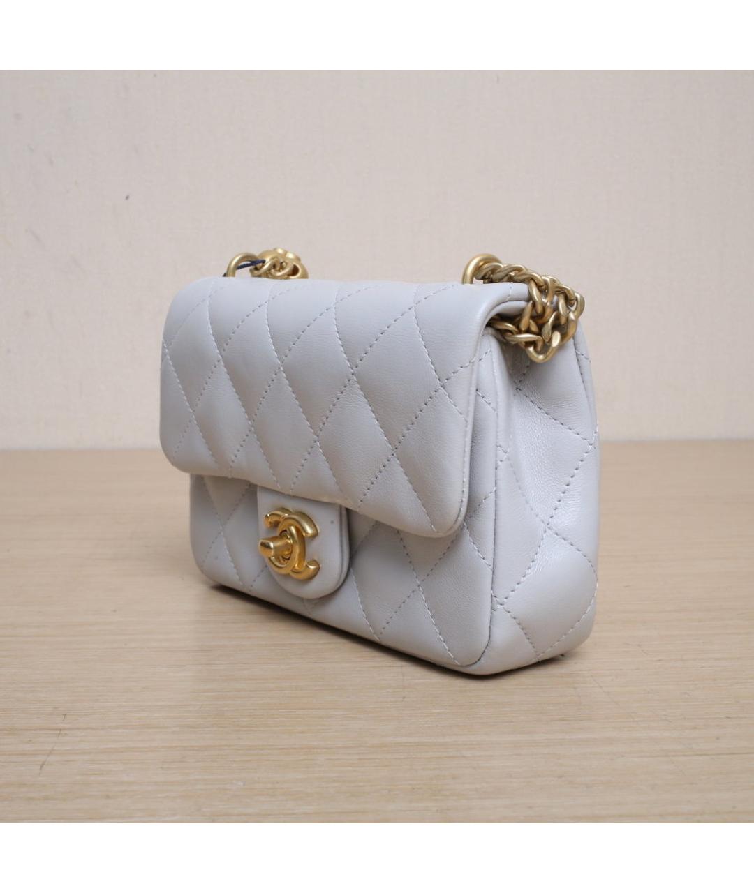 CHANEL Серая кожаная сумка через плечо, фото 4