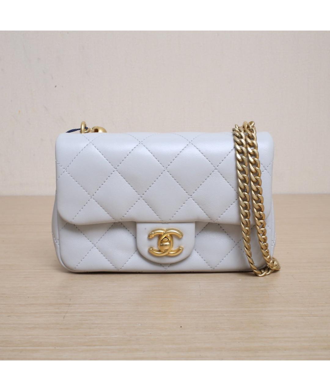 CHANEL Серая кожаная сумка через плечо, фото 3