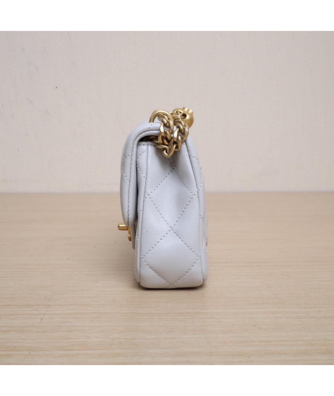 CHANEL Серая кожаная сумка через плечо, фото 5