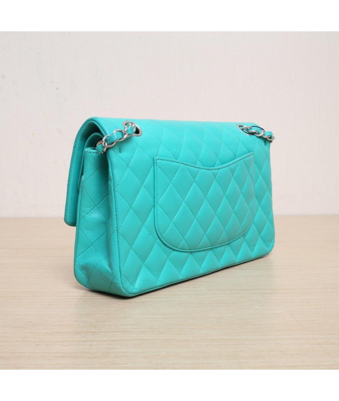 CHANEL Бирюзовая кожаная сумка через плечо, фото 6