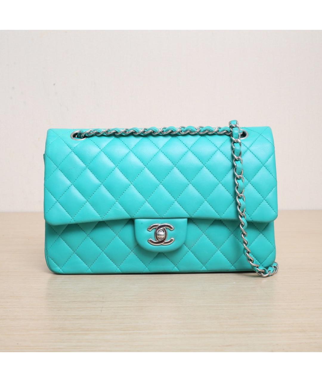 CHANEL Бирюзовая кожаная сумка через плечо, фото 3