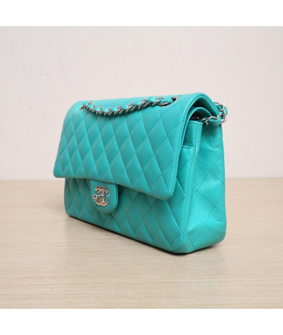 CHANEL Бирюзовая кожаная сумка через плечо, фото 4