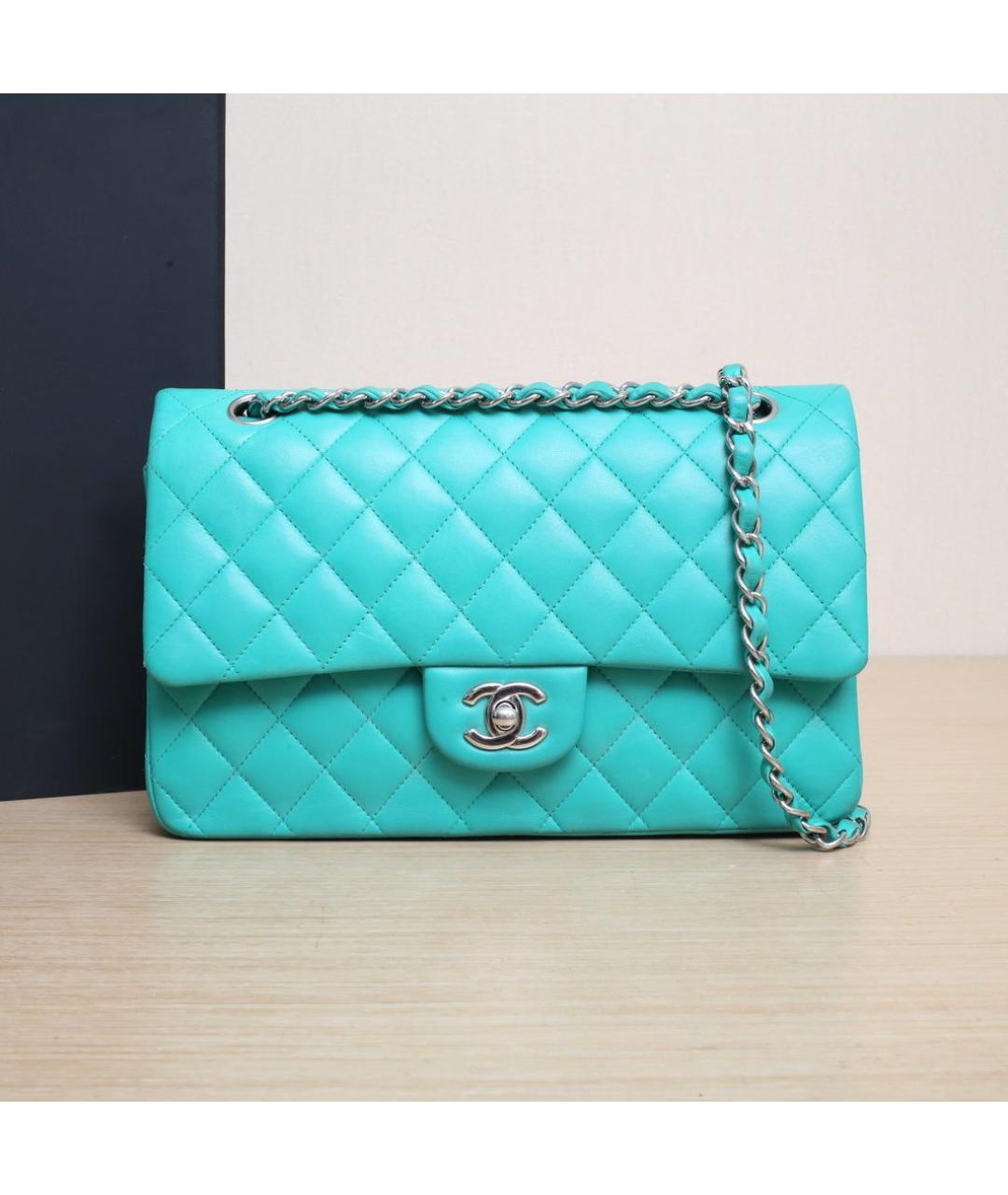 CHANEL Бирюзовая кожаная сумка через плечо, фото 2