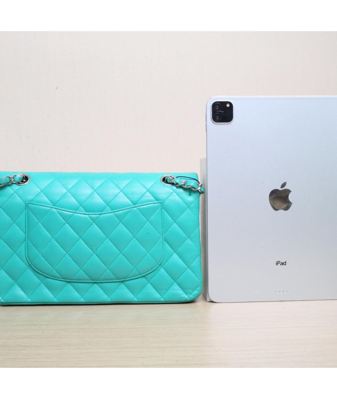 CHANEL Бирюзовая кожаная сумка через плечо, фото 7