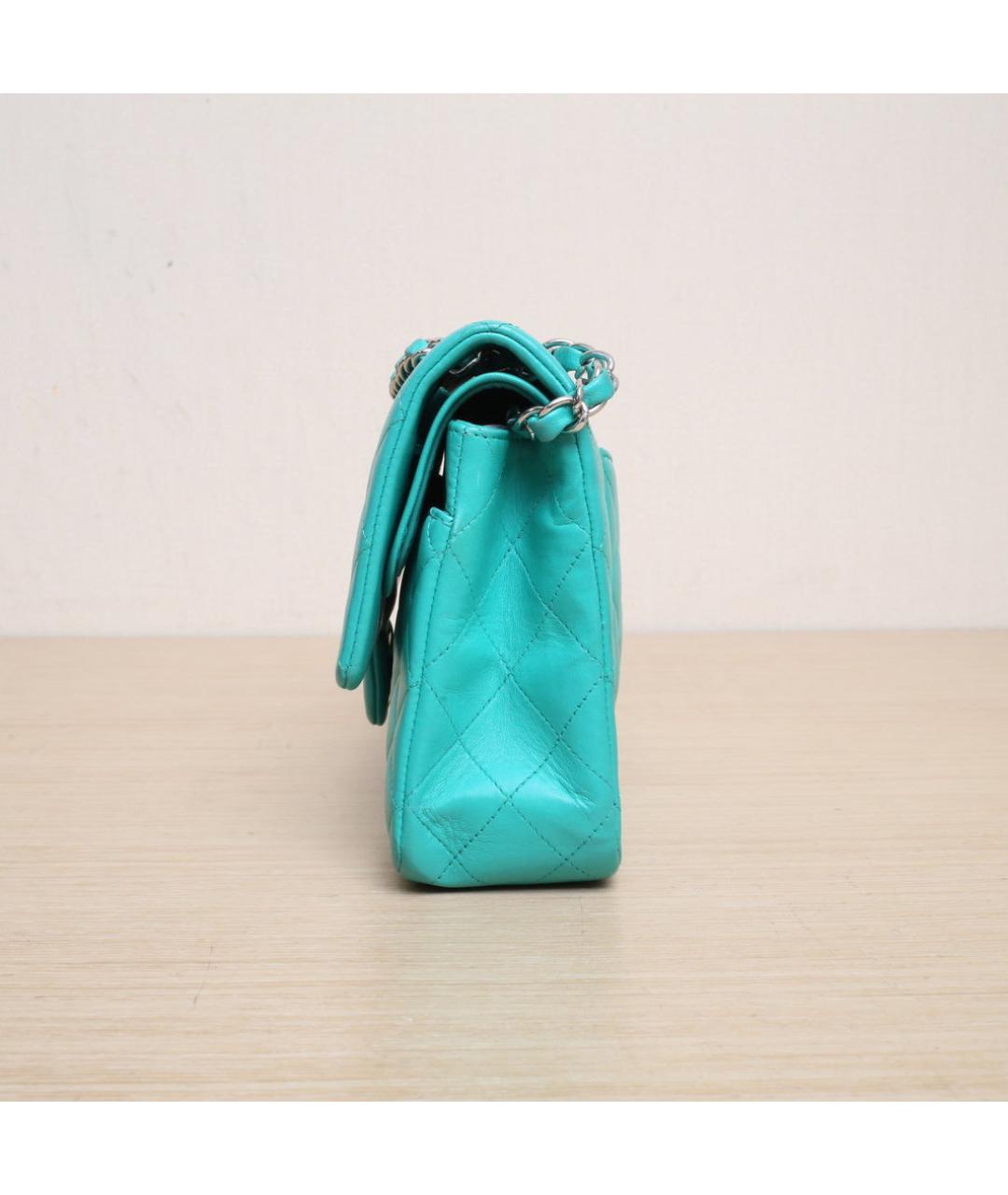 CHANEL Бирюзовая кожаная сумка через плечо, фото 5