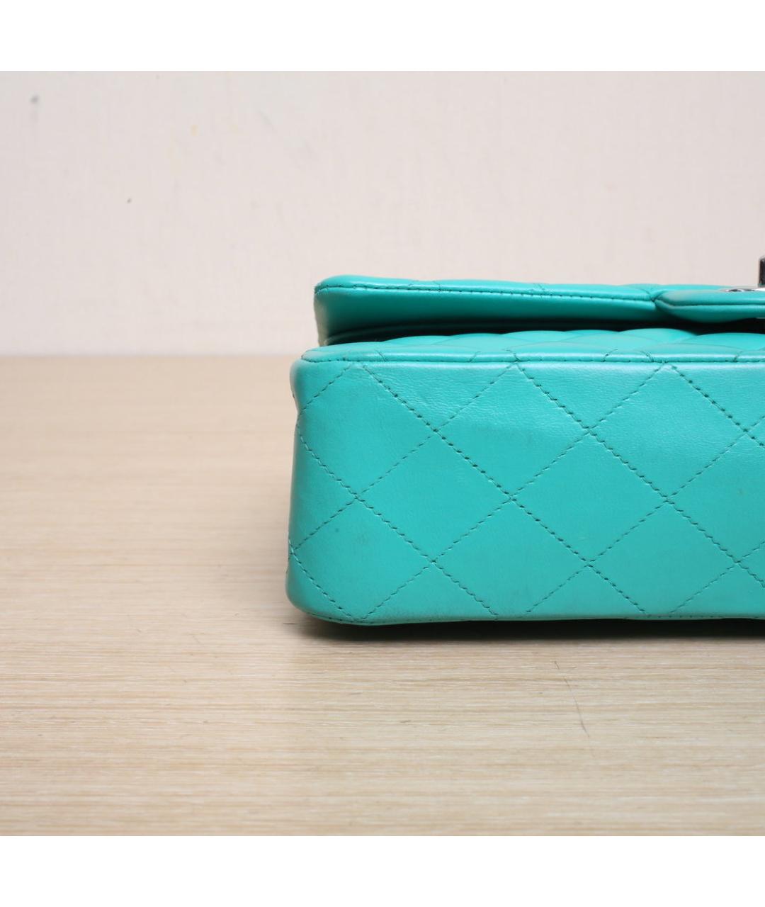 CHANEL Бирюзовая кожаная сумка через плечо, фото 9