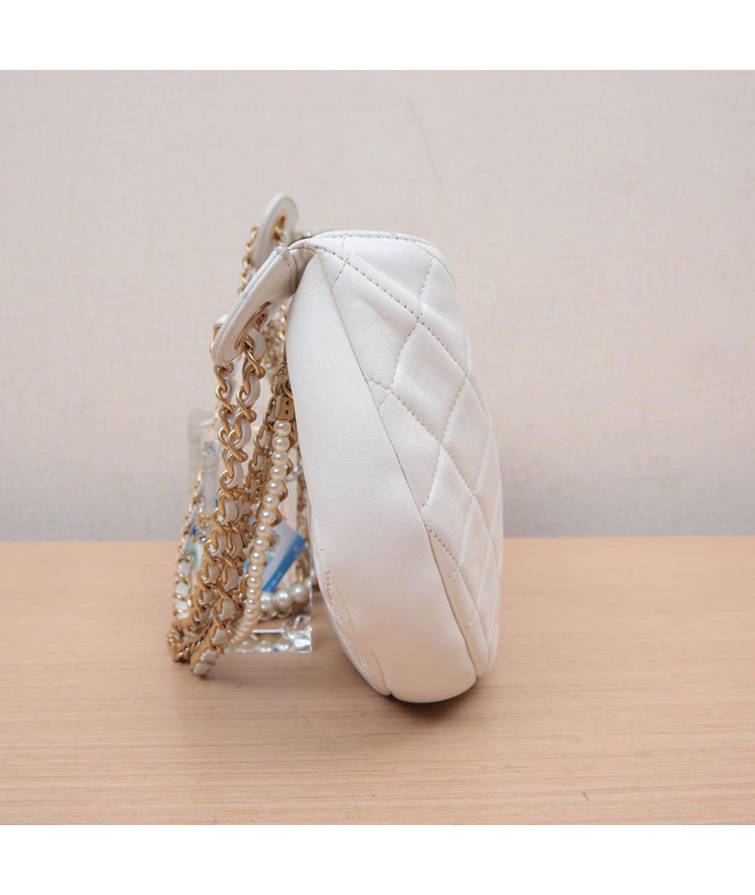 CHANEL Белая кожаная сумка через плечо, фото 5