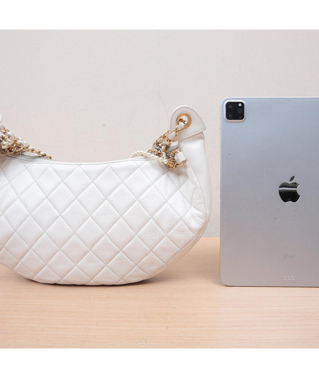 CHANEL Белая кожаная сумка через плечо, фото 7