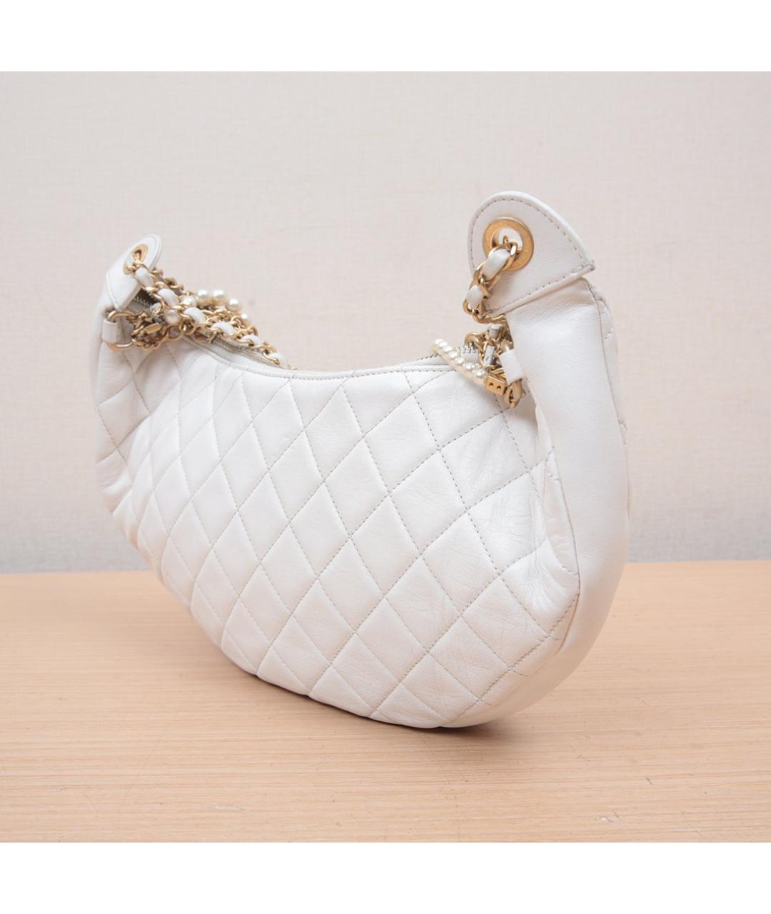 CHANEL Белая кожаная сумка через плечо, фото 6