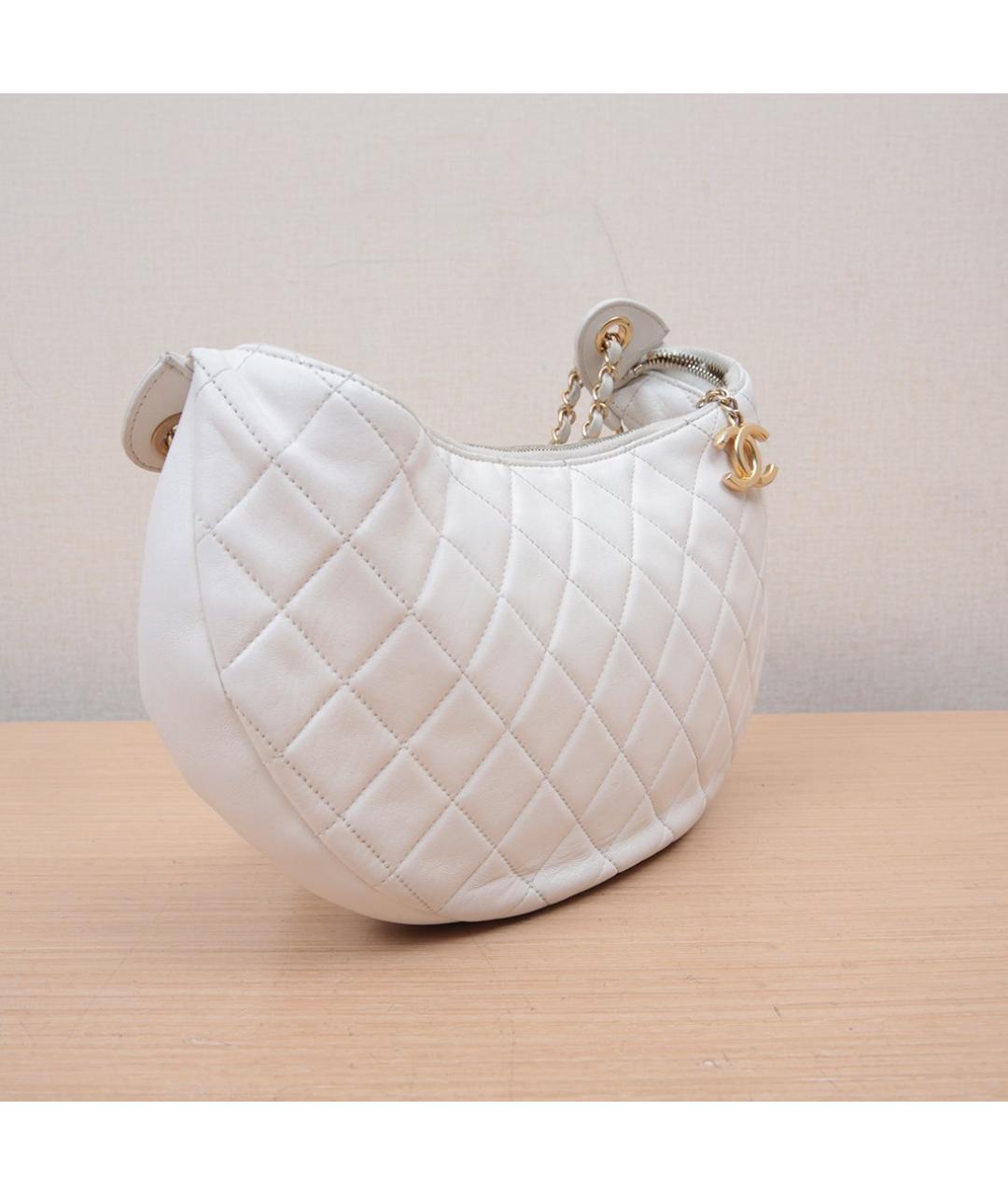 CHANEL Белая кожаная сумка через плечо, фото 4