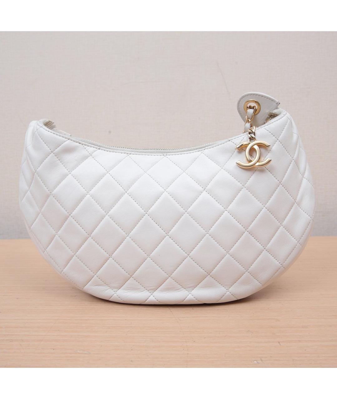 CHANEL Белая кожаная сумка через плечо, фото 3