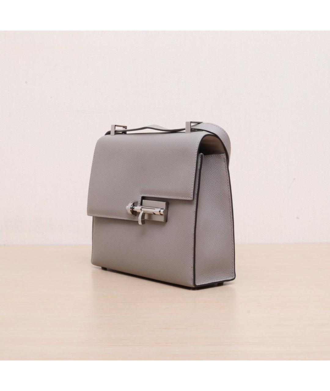 HERMES Серая кожаная сумка через плечо, фото 4