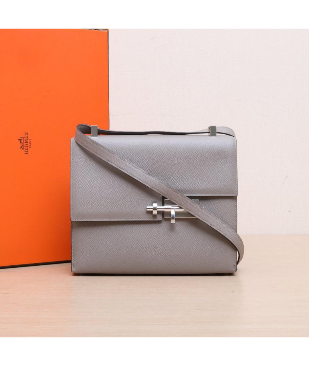 HERMES Серая кожаная сумка через плечо, фото 2