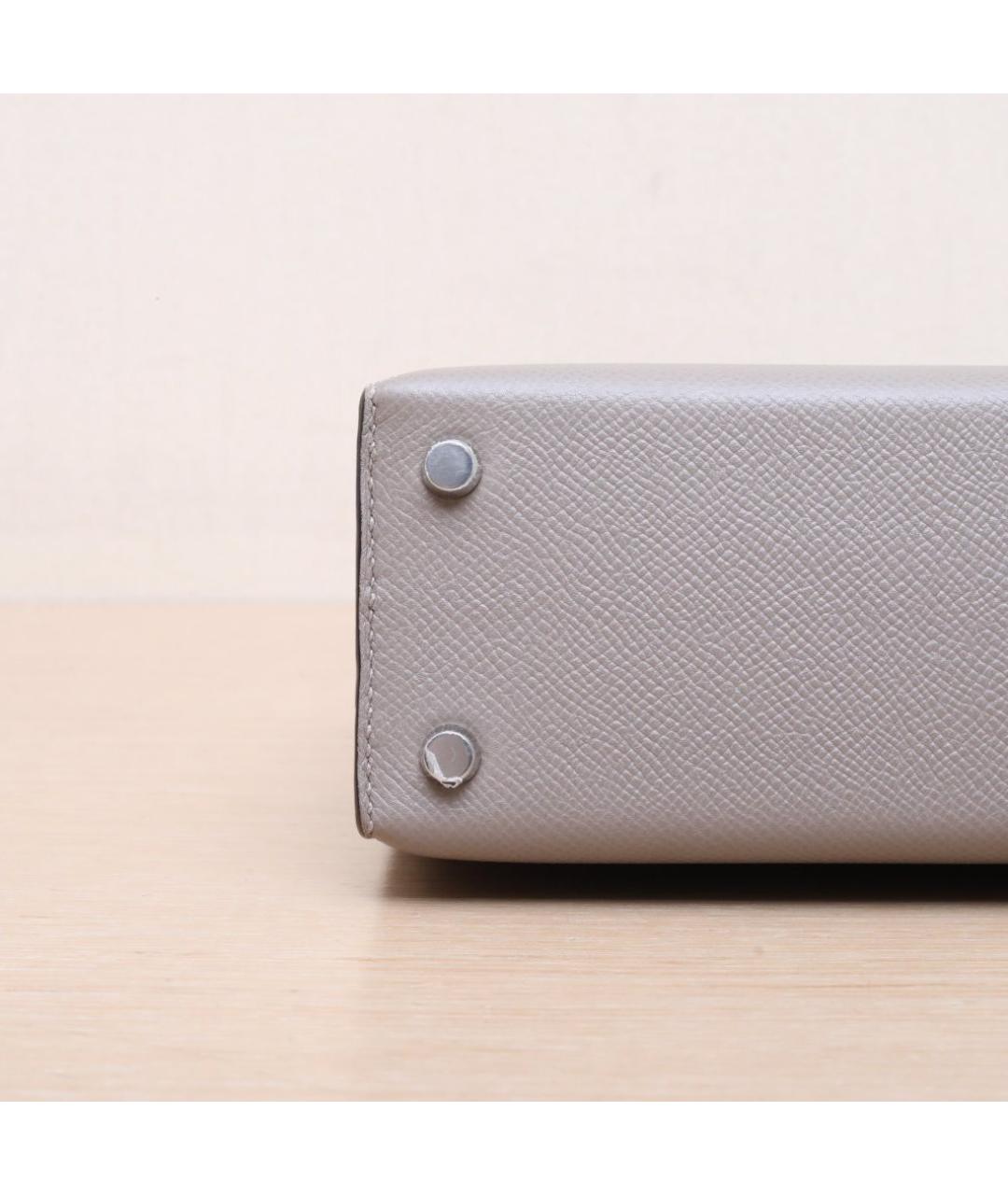 HERMES Серая кожаная сумка через плечо, фото 9