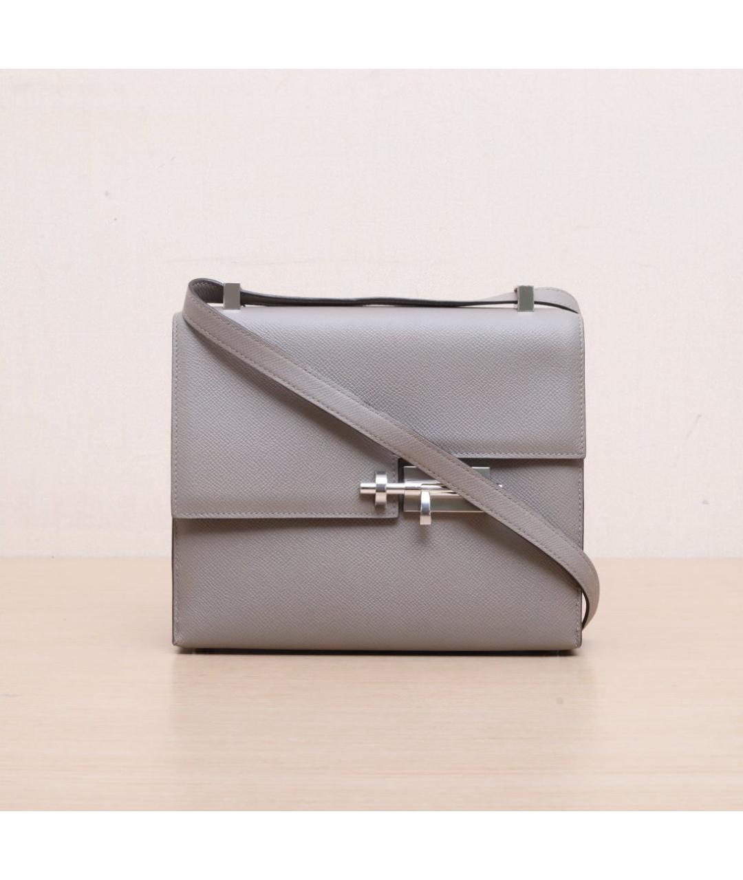 HERMES Серая кожаная сумка через плечо, фото 3