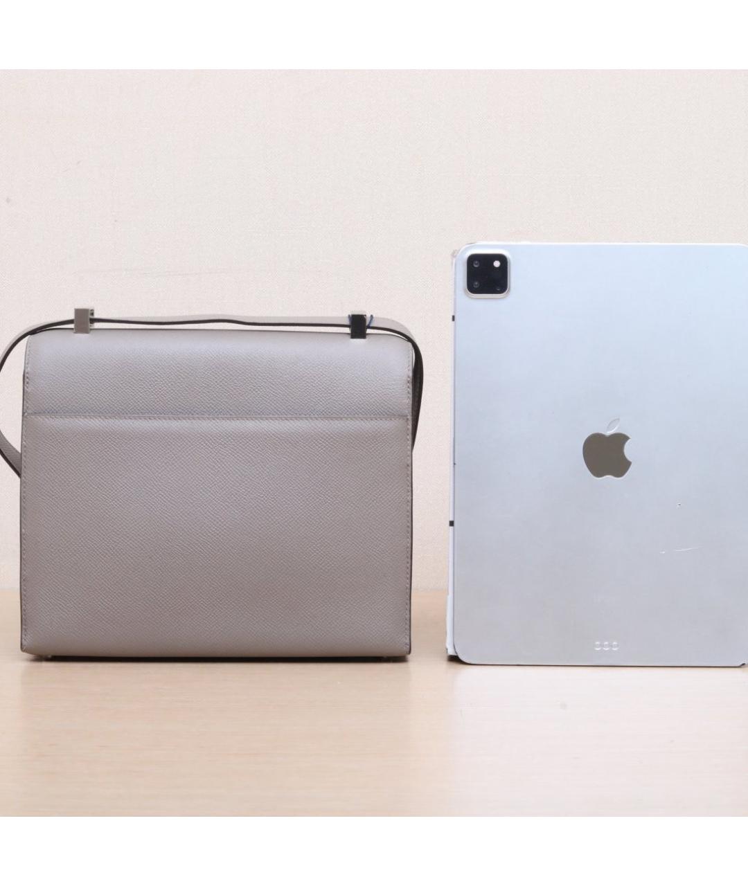 HERMES Серая кожаная сумка через плечо, фото 7