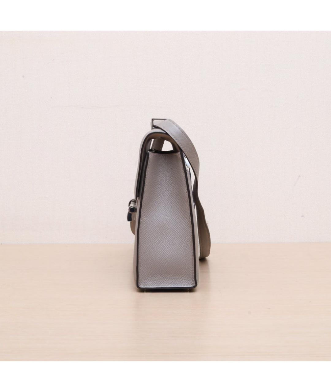 HERMES Серая кожаная сумка через плечо, фото 5
