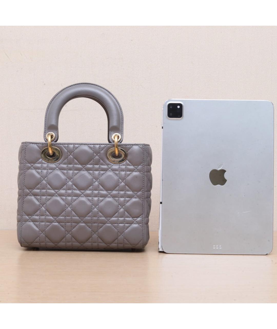 CHRISTIAN DIOR Серая кожаная сумка через плечо, фото 6