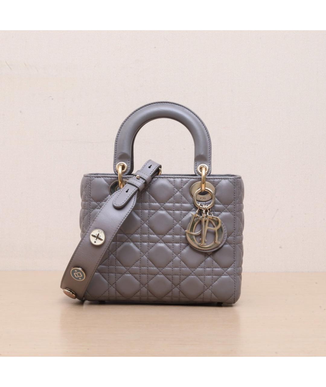 CHRISTIAN DIOR Серая кожаная сумка через плечо, фото 3