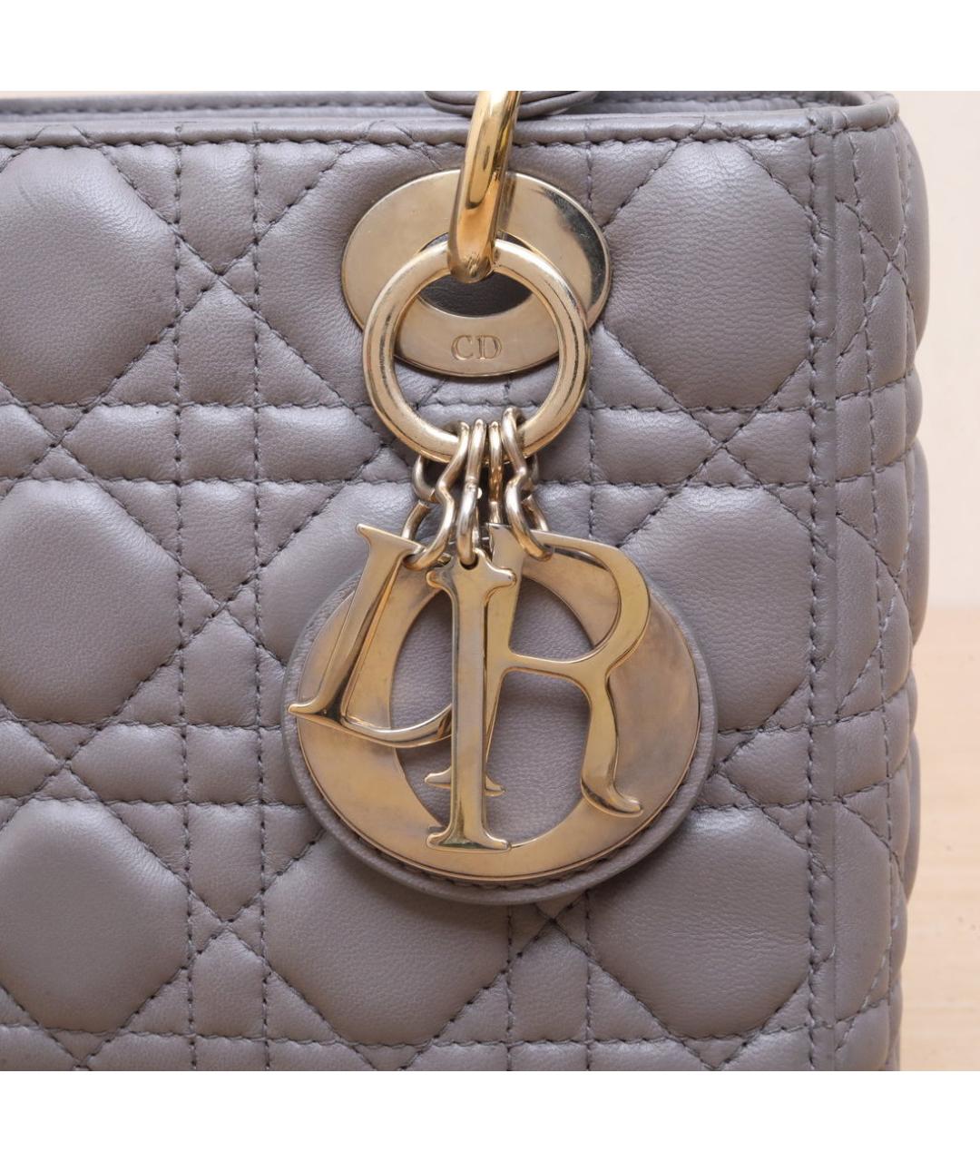 CHRISTIAN DIOR Серая кожаная сумка через плечо, фото 7