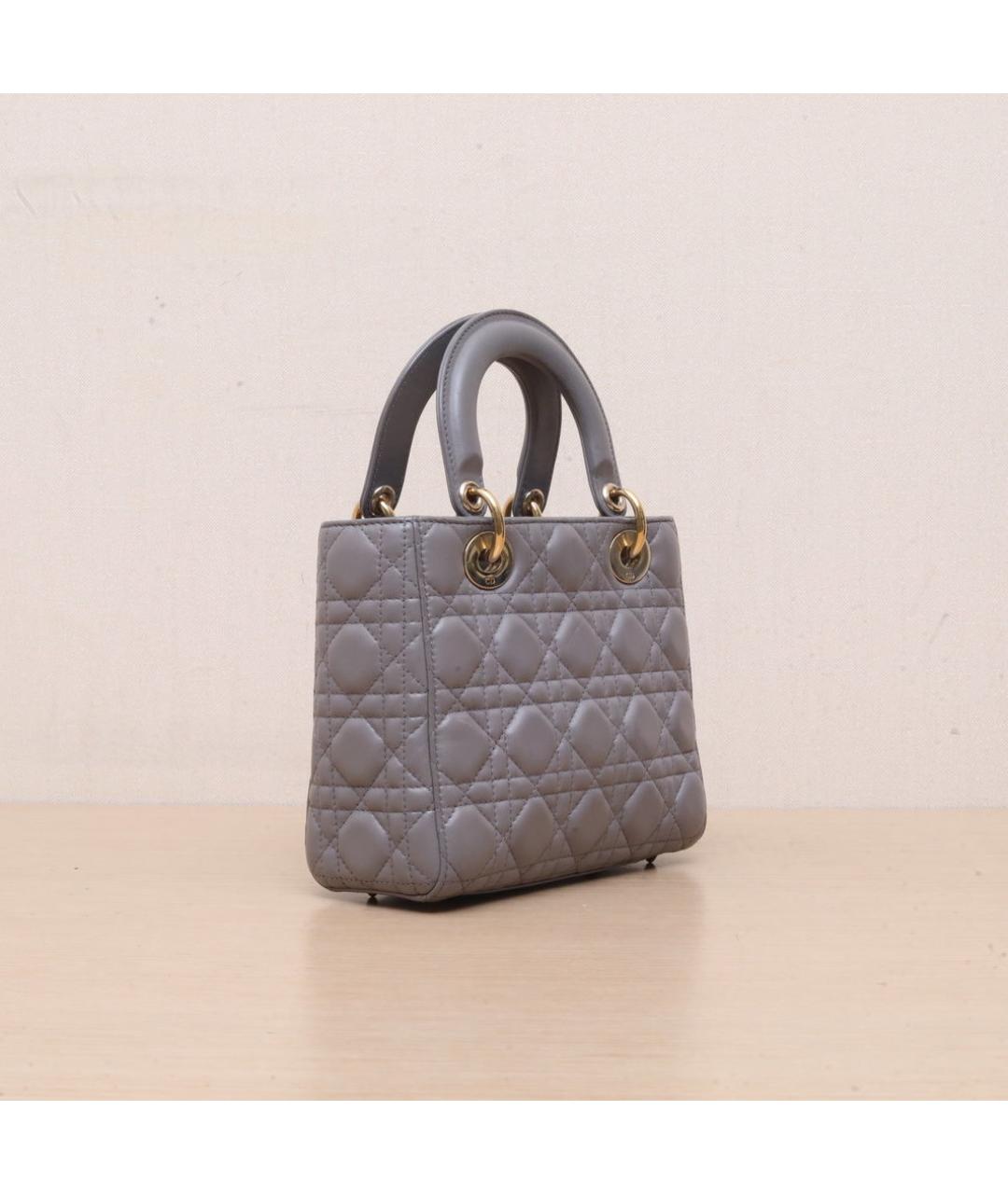 CHRISTIAN DIOR Серая кожаная сумка через плечо, фото 5