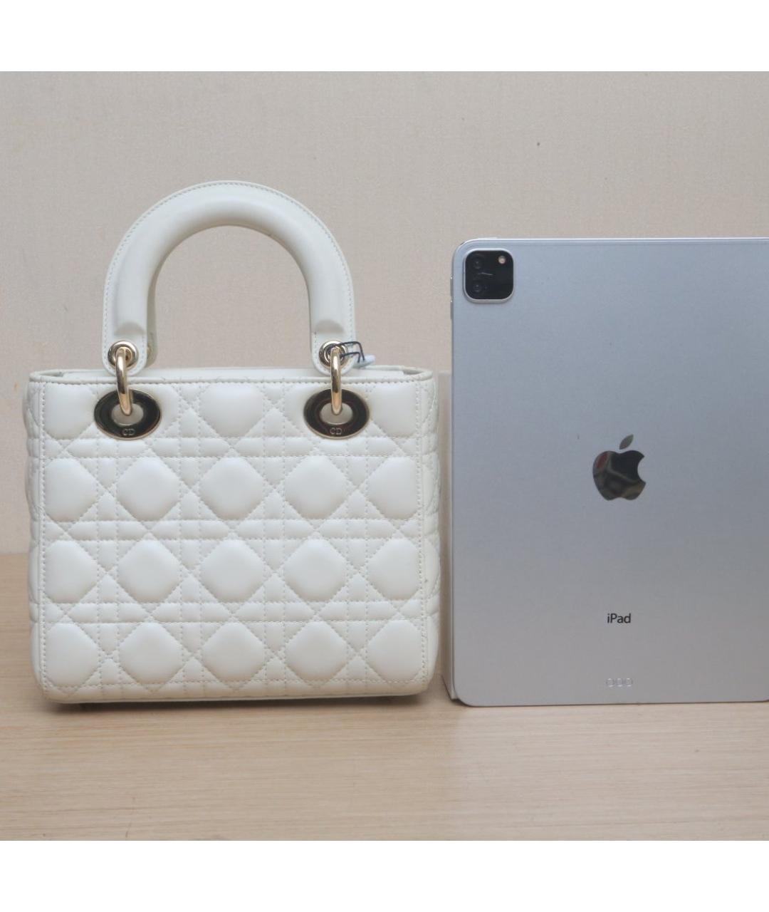 CHRISTIAN DIOR Белая кожаная сумка через плечо, фото 7