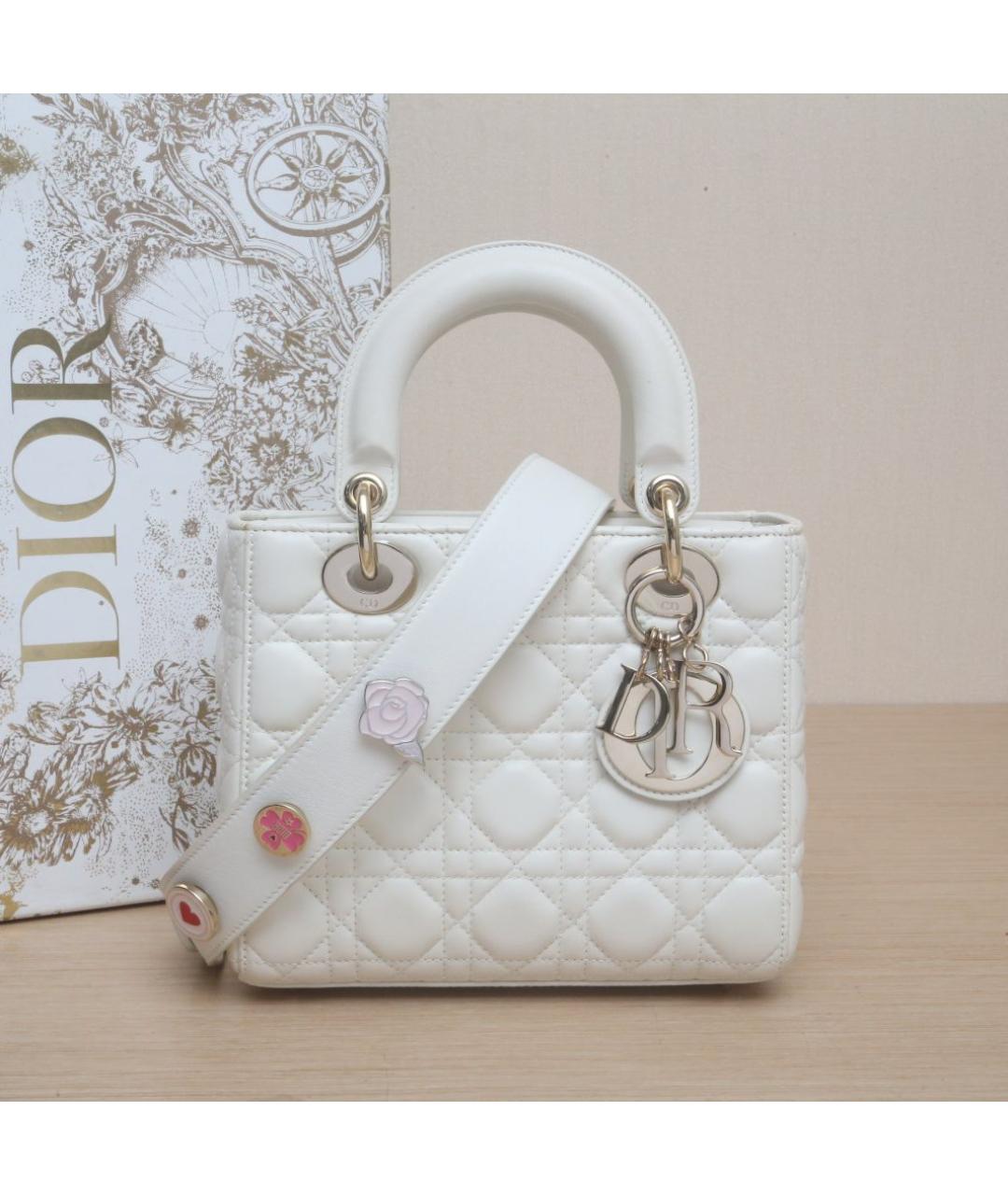 CHRISTIAN DIOR Белая кожаная сумка через плечо, фото 2