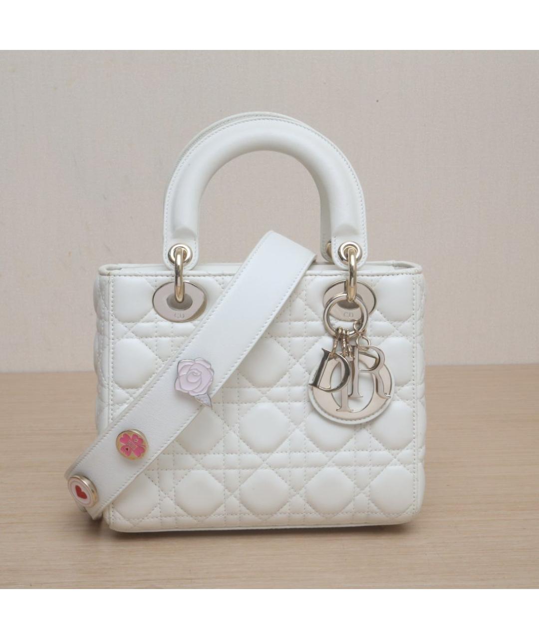 CHRISTIAN DIOR Белая кожаная сумка через плечо, фото 3