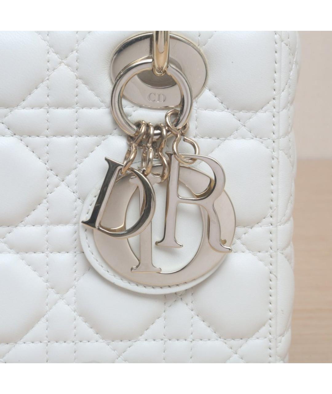 CHRISTIAN DIOR Белая кожаная сумка через плечо, фото 8