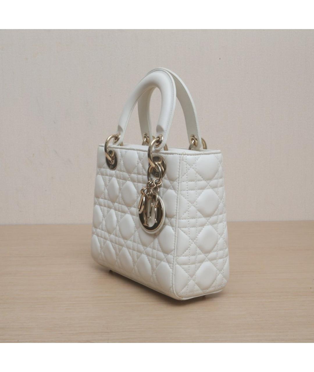 CHRISTIAN DIOR Белая кожаная сумка через плечо, фото 4