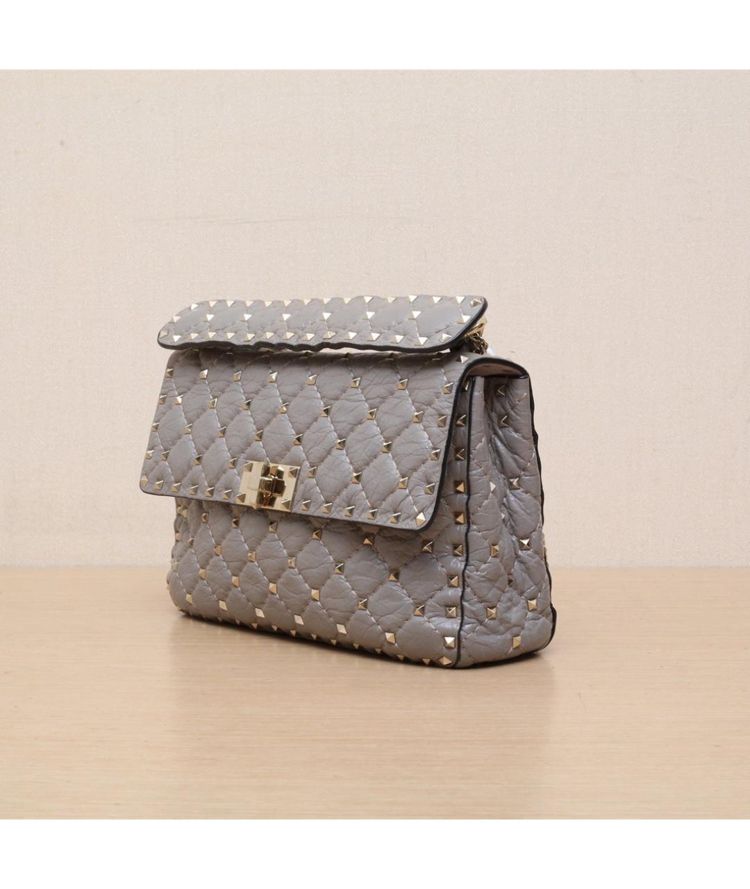 VALENTINO Серая кожаная сумка через плечо, фото 4