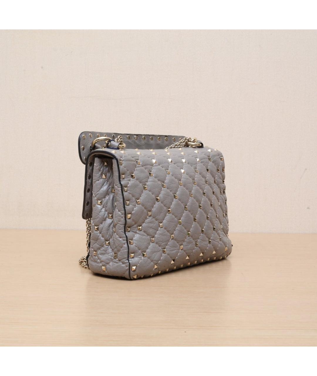 VALENTINO Серая кожаная сумка через плечо, фото 6