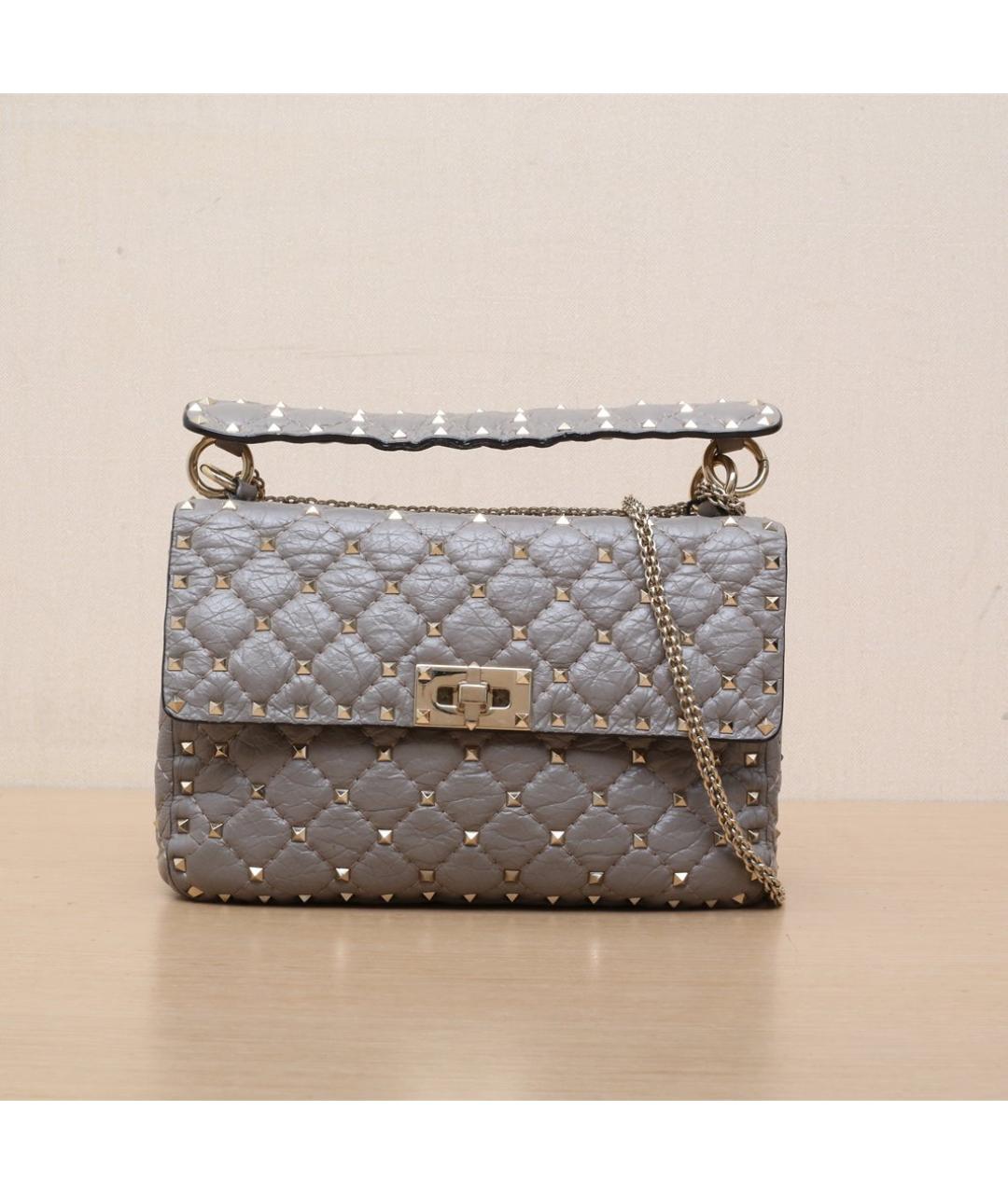 VALENTINO Серая кожаная сумка через плечо, фото 3