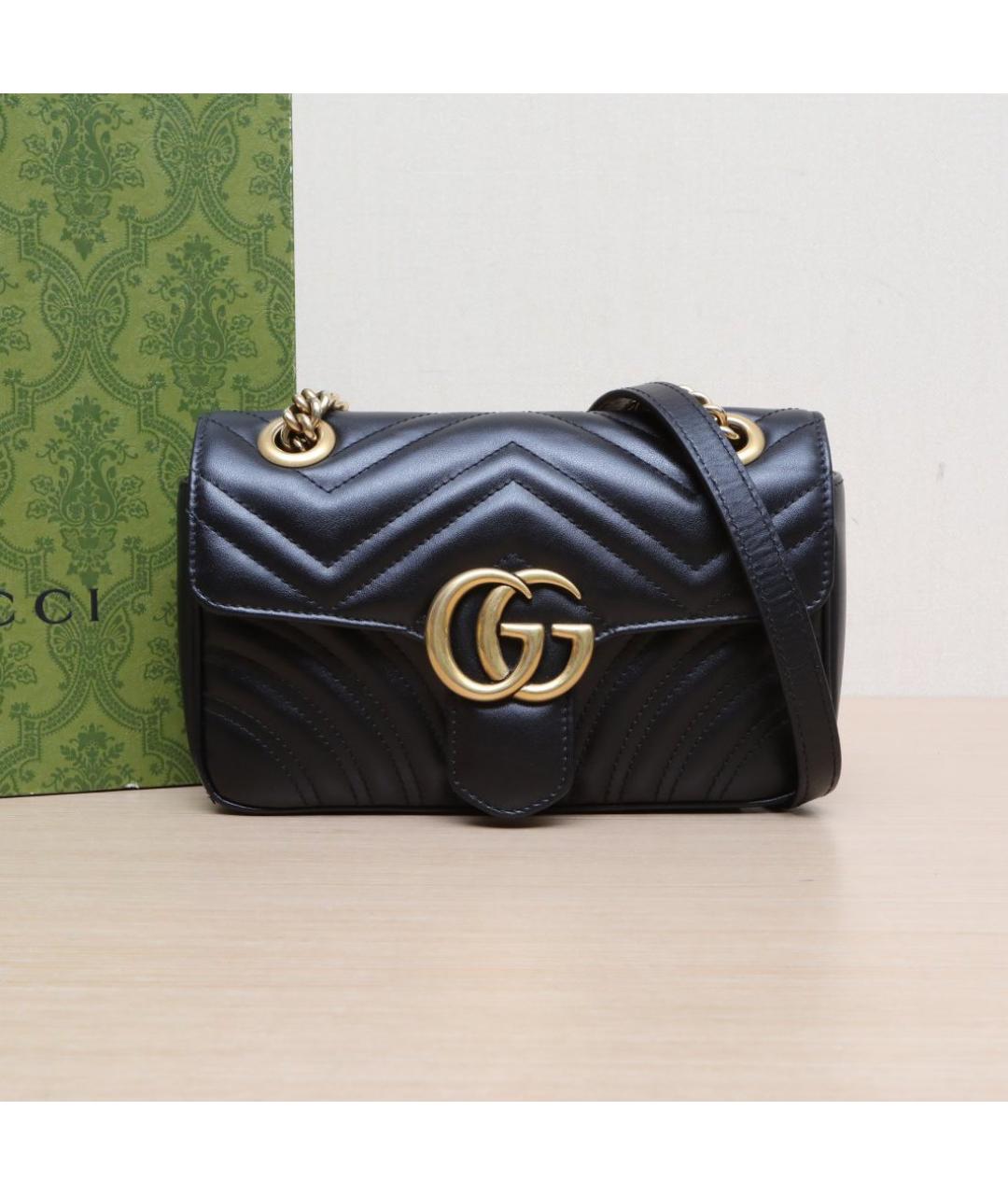 GUCCI Черная кожаная сумка через плечо, фото 2