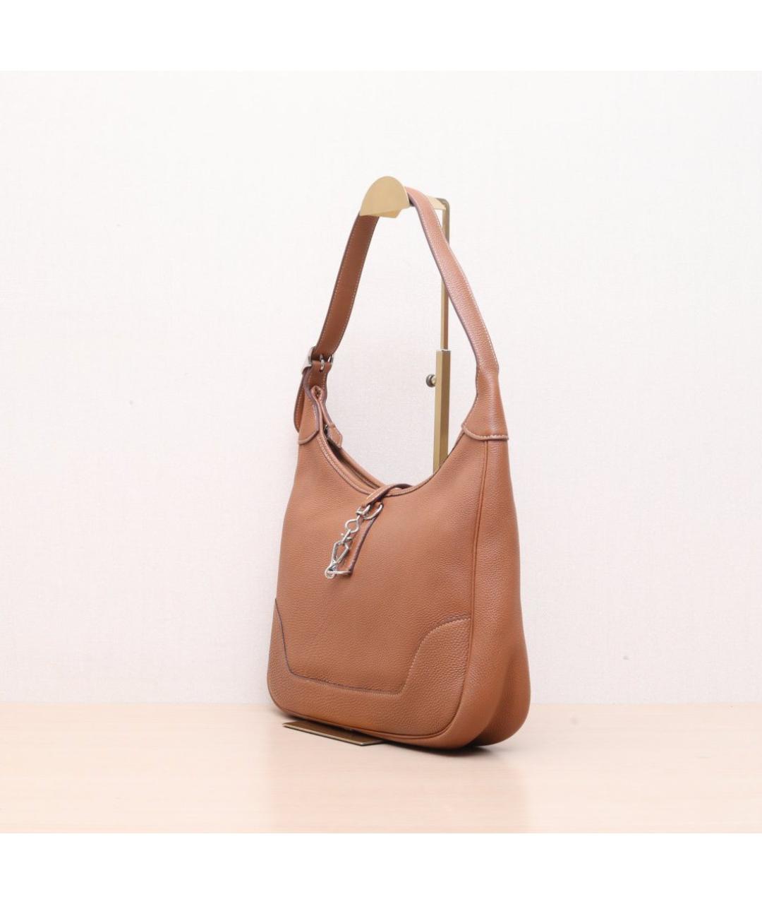 HERMES Коричневая кожаная сумка через плечо, фото 4