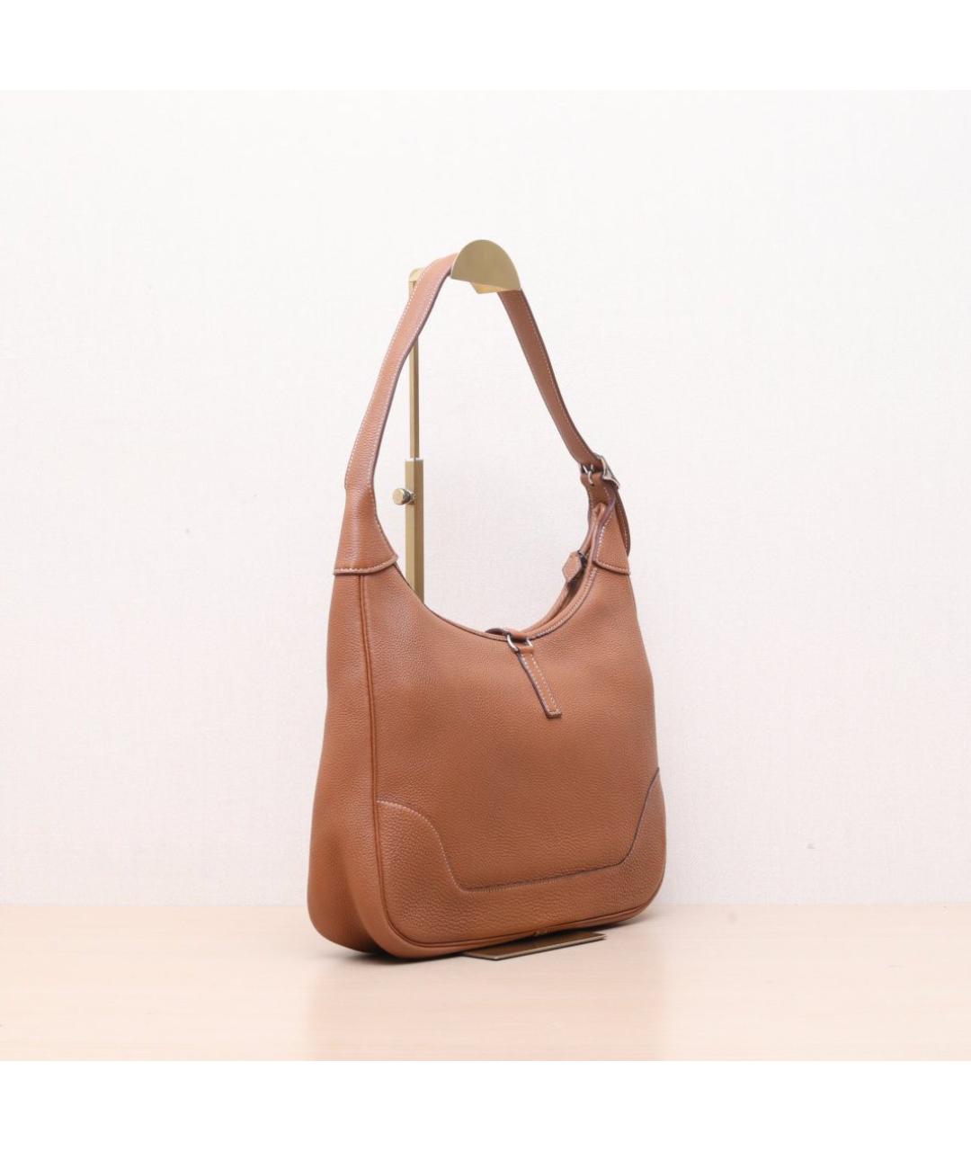 HERMES Коричневая кожаная сумка через плечо, фото 6