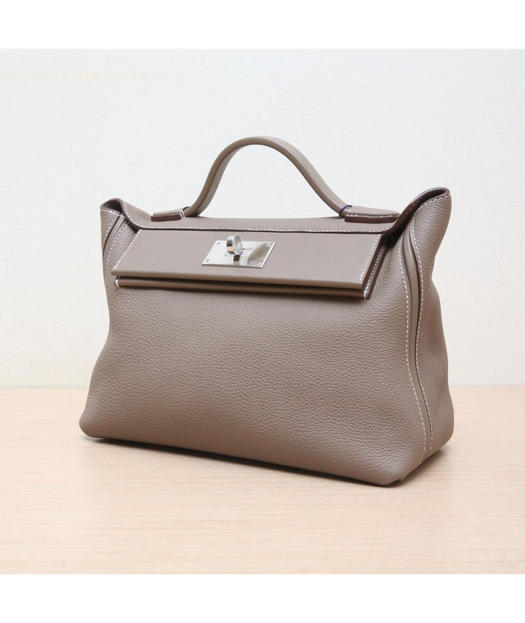 HERMES Серая кожаная сумка через плечо, фото 4