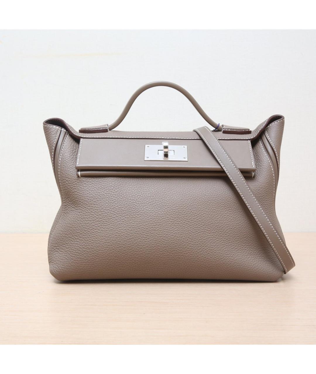 HERMES Серая кожаная сумка через плечо, фото 3
