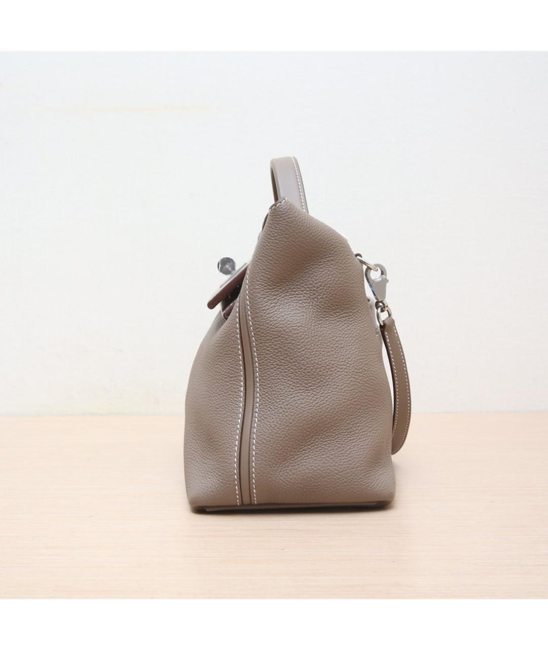 HERMES Серая кожаная сумка через плечо, фото 5