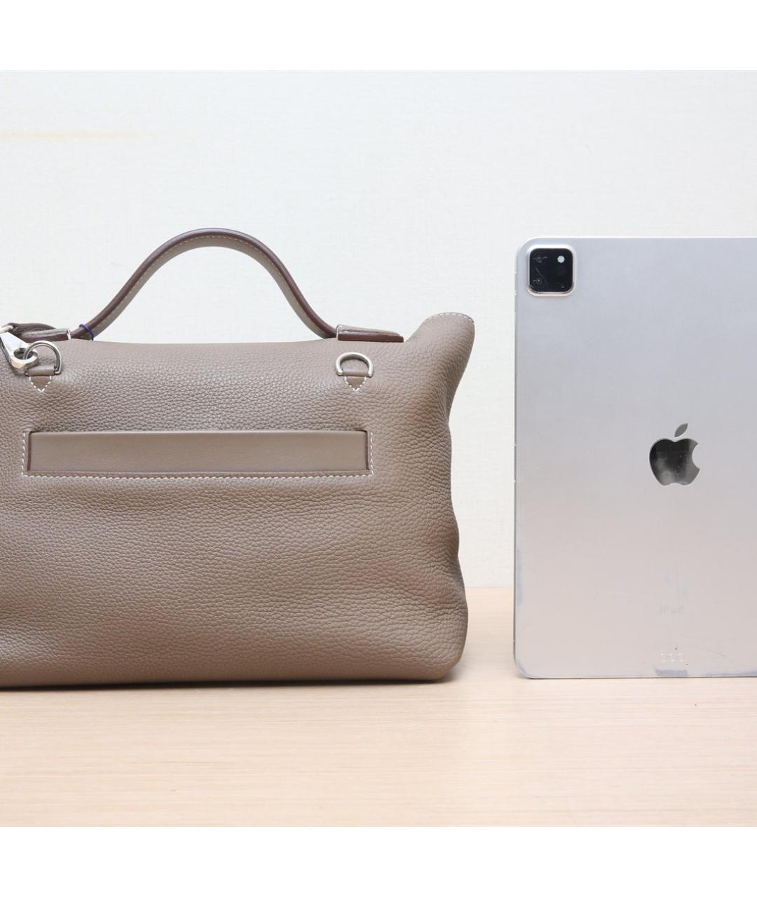 HERMES Серая кожаная сумка через плечо, фото 7