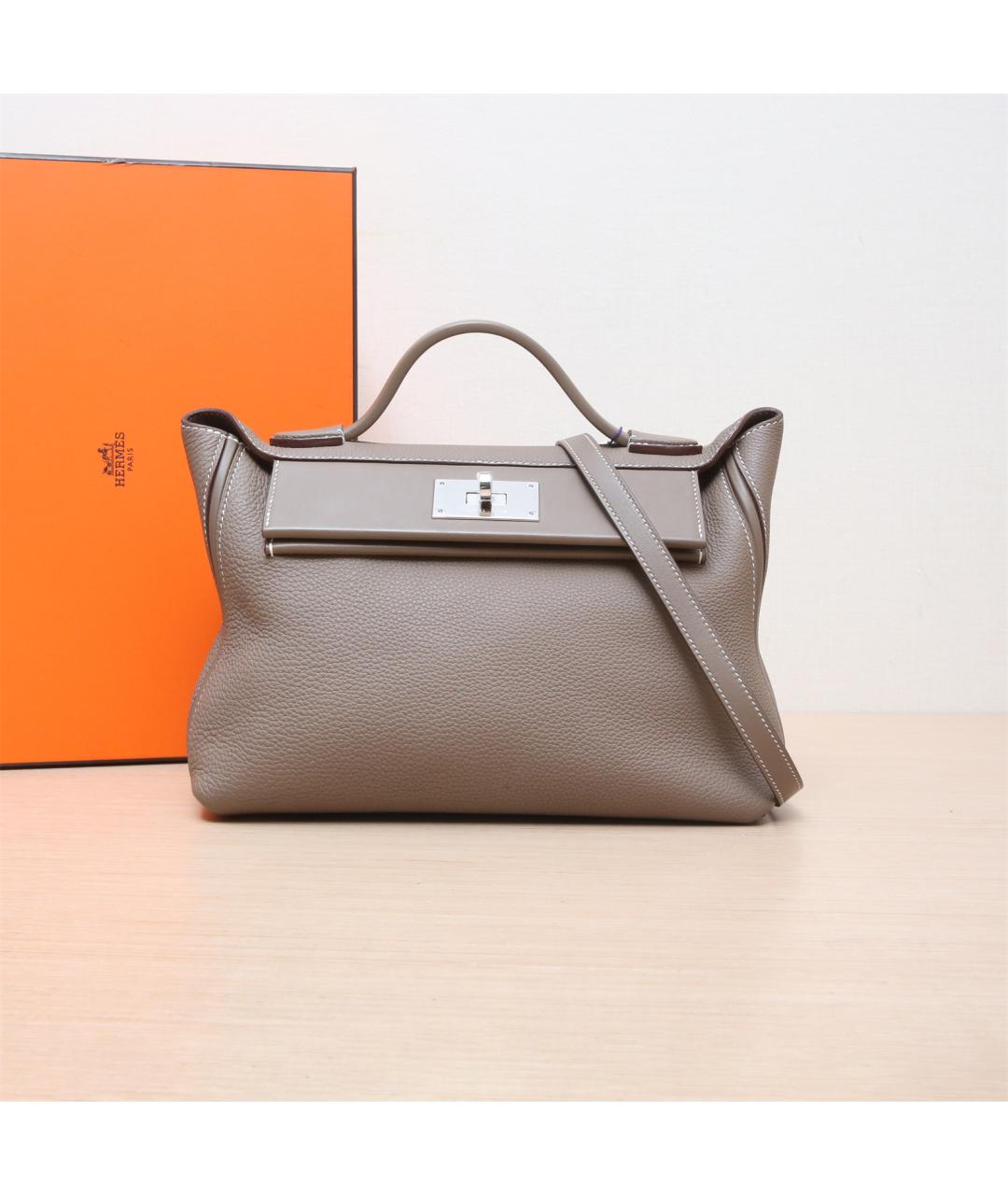 HERMES Серая кожаная сумка через плечо, фото 2