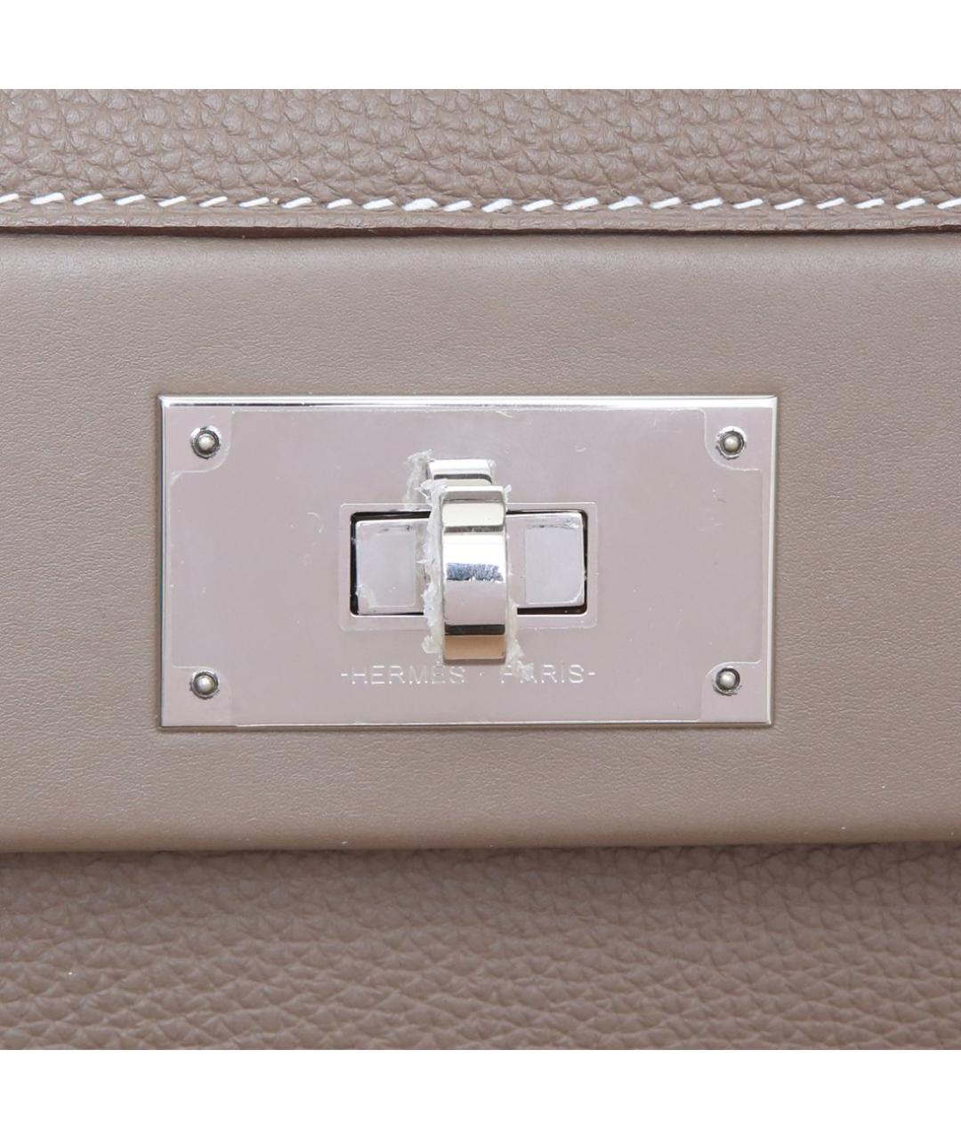 HERMES Серая кожаная сумка через плечо, фото 8