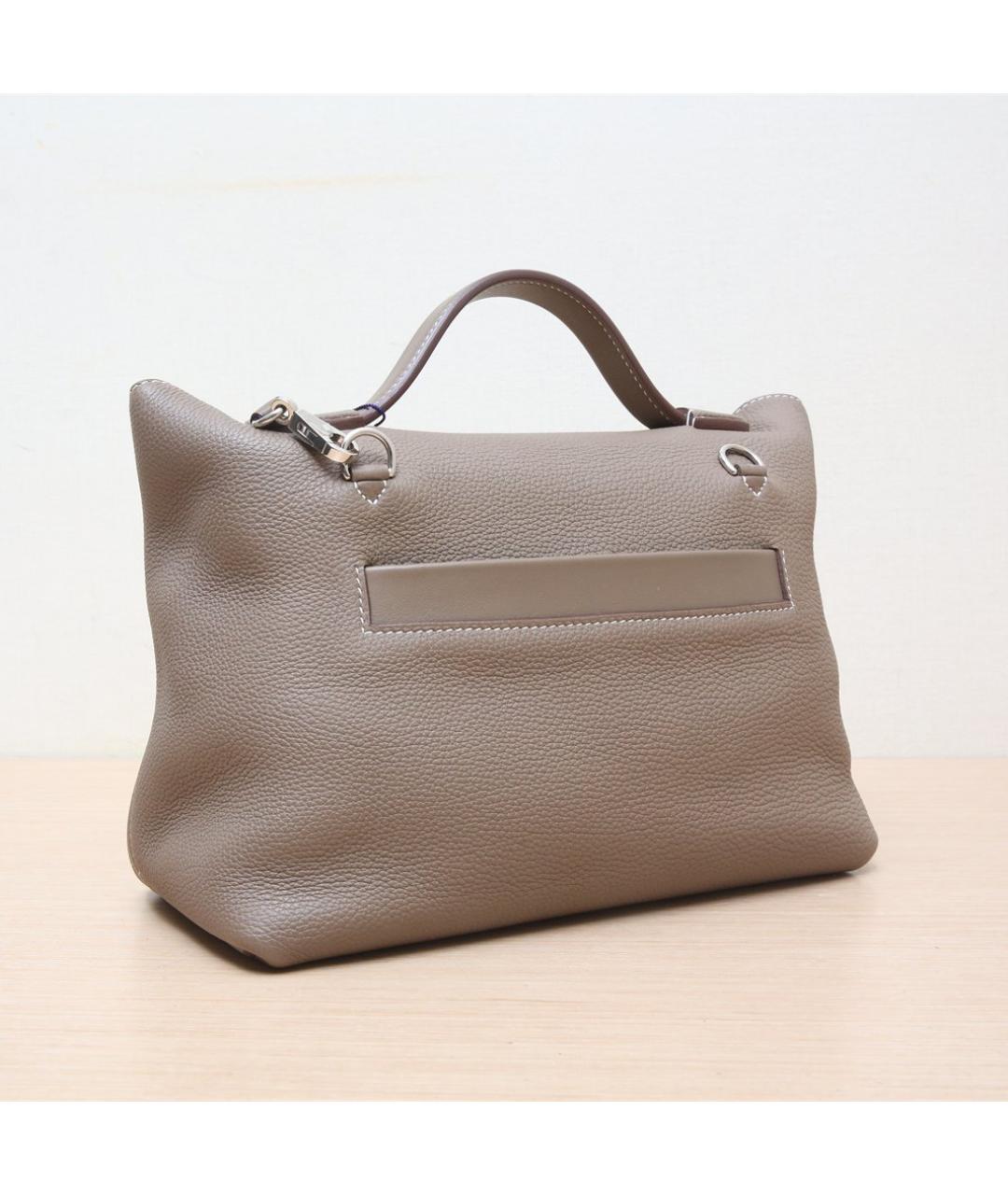 HERMES Серая кожаная сумка через плечо, фото 6