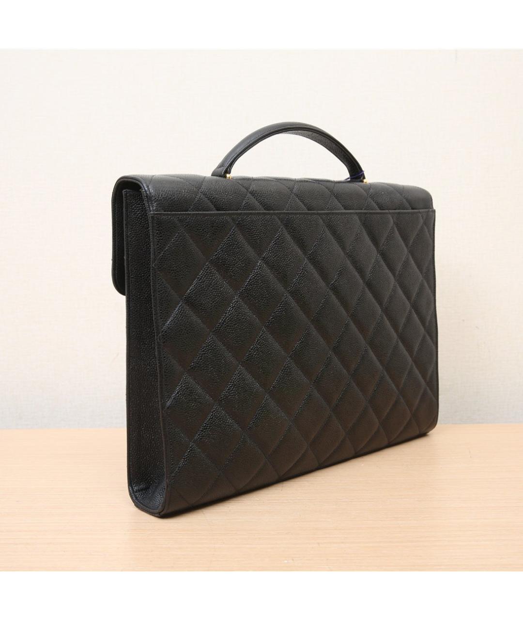 CHANEL Черная кожаная сумка с короткими ручками, фото 5